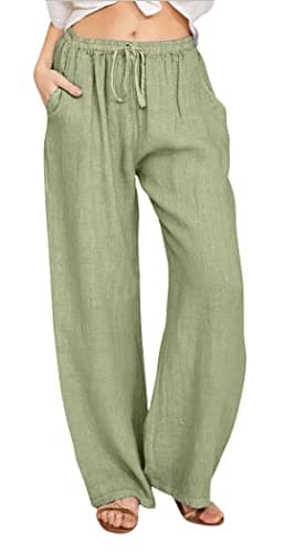 CHARTOU Women's Summer Wide Leg Loose Cotton Linen Pants