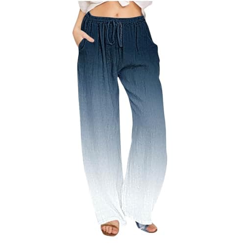 2024 Trendy Women's High Waist Loose Fit Linen Palazzo Pants