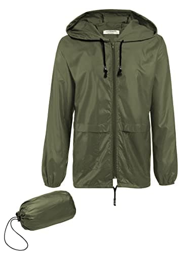 COOFANDY Men's Lightweight Packable Rain Jacket with Hood