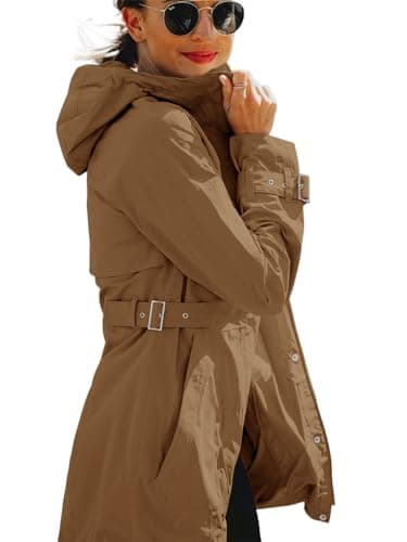 Tankaneo Women's Zip-Up Trench Coat with Pockets Windproof Jacket