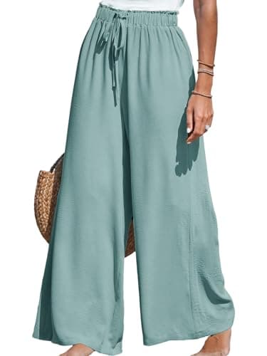 CUPSHE Women's High-Waisted Flowy Linen Palazzo Pants