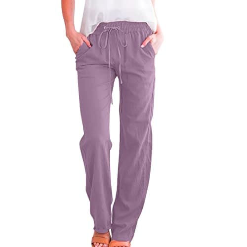 Casual Women's Lightweight Cotton Linen Drawstring Pants