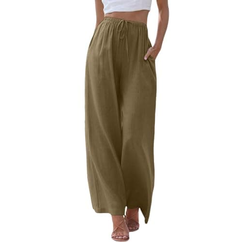 Women's Linen Summer Palazzo Pants with Pockets
