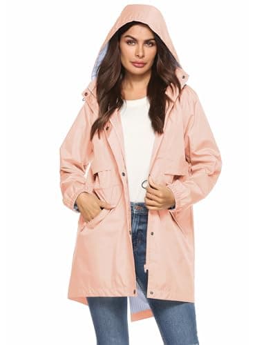 Womens Waterproof All-Weather Raincoat with Cinch Waist