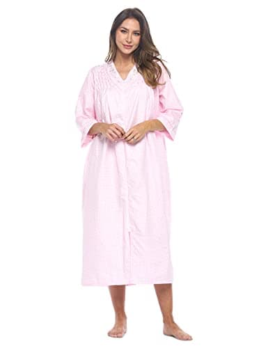 Casual Nights Women's Zip Front Woven House Dress for Night Relax | 3/4 Sleeves Lounger
| Casual Nights Women's Zip Front Woven House Dress | 3/4 Sleeves Long Duster Lounger for Casual Nights
| Casual Nights Women's Zip Front Woven House Dress | 3/4