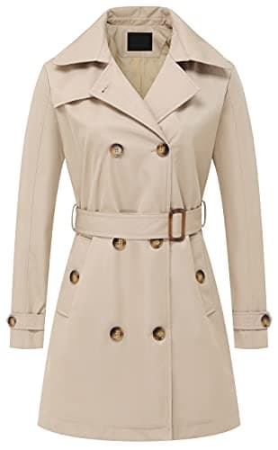 Chrisuno Women's Mid-Length Double Breasted Trench Coat with Hood