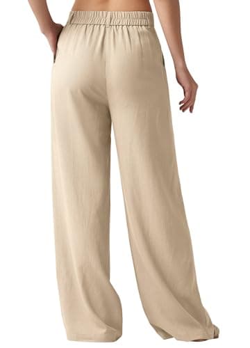 Willit Women's Linen Wide Leg Work Pants with Pockets