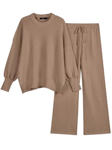 Refined Title: LILLUSORY Women's Sweatsuit Set: Oversized Knit Pullover Top with Wide Leg Pants