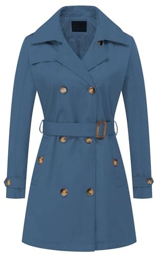 Chrisuno Women's Mid-Length Double Breasted Trench Coat with Hood