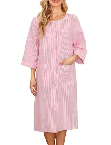 Bloggerlove Women Cotton Snap Front Nightgown 3/4 Sleeve Duster Robe with Pockets Patio Dress  
Bloggerlove Women Comfortable Cotton Snap Front Nightgown 3/4 Sleeve Duster Robe Patio Dress  
Bloggerlove Women Versatile Cotton Snap Front Nightgown 3/4