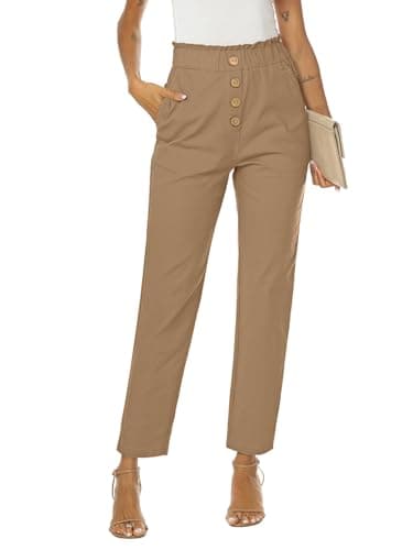 NIMIN High-Waisted Elastic Cropped Paper Bag Pants with Pockets