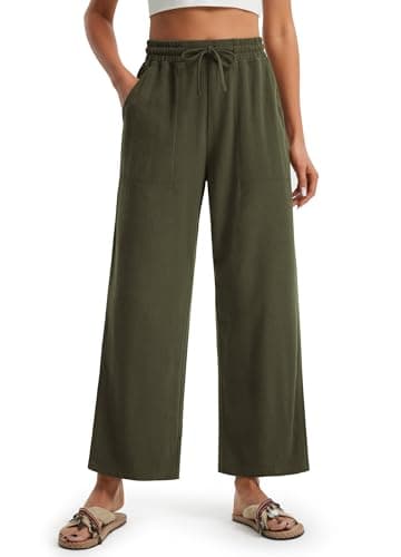 Libin Women's Wide Leg Linen Palazzo Pants High Waist Casually Cropped