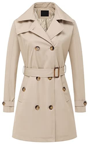 Chrisuno Women's Mid-Length Double Breasted Trench Coat with Hood