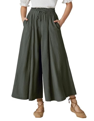 Scarlet Darkness Women's High Waist Wide Leg Linen Pants with Pockets