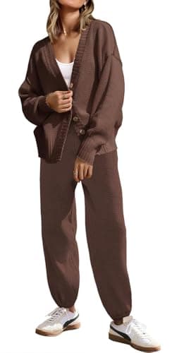 SAUKOLE Women's Oversized Knit Sweater & Matching Long Pants Set