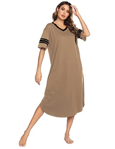 Refined Title: Ekouaer Women's V Neck Nightgown, Oversized Loose Sleepwear Dress