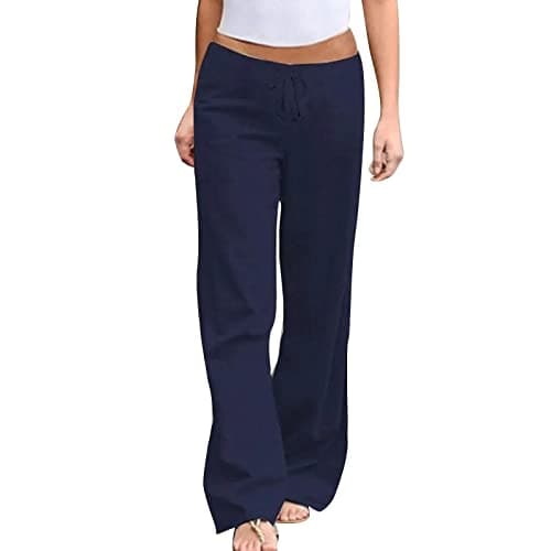 Women's Cotton Linen Wide Leg Palazzo Pants