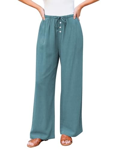 GRAPENT High Waisted Wide Leg Linen Pants for Women Summer Palazzo Casual