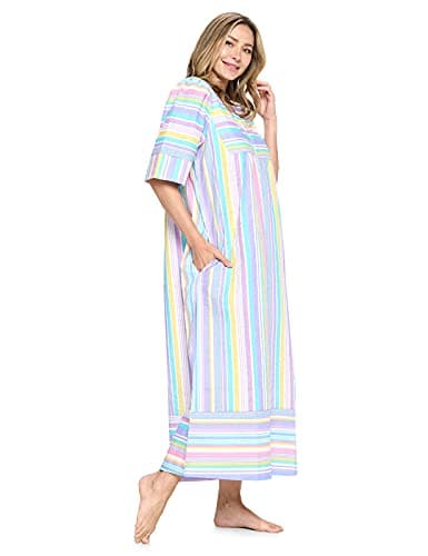 Casual Nights Women's Zip Front Woven House Dress for Night Relax | 3/4 Sleeves Lounger
| Casual Nights Women's Zip Front Woven House Dress | 3/4 Sleeves Long Duster Lounger for Casual Nights
| Casual Nights Women's Zip Front Woven House Dress | 3/4