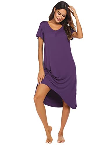 Ekouaer Comfy Plus Size Womens Short Sleeve Sleepwear S-3XL