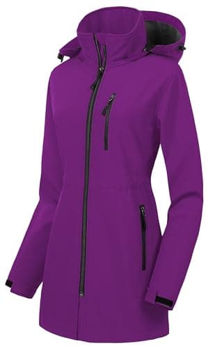 CREATMO Women's Lightweight Waterproof Softshell Jacket Fleece Lined Windbreaker
