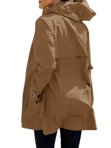 Tankaneo Women's Zip-Up Trench Coat with Pockets Windproof Jacket