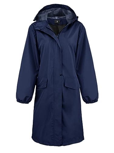 SaphiRose Women's Lightweight Waterproof Long Hooded Rain Jacket
