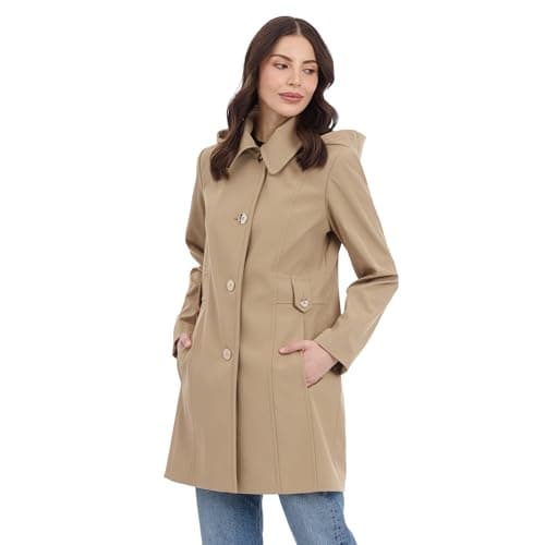 Michael Kors Women's Single Breasted Raincoat with Hood