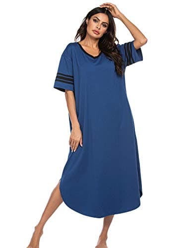 Refined Title: Ekouaer Women's V Neck Nightgown, Oversized Loose Sleepwear Dress