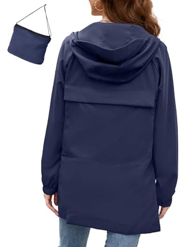Bloggerlove Women's Lightweight Waterproof Raincoat with Hood Outdoor Windbreaker