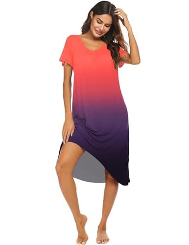 Ekouaer Comfy Plus Size Womens Short Sleeve Sleepwear S-3XL