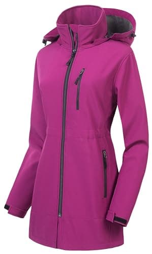 CREATMO Women's Lightweight Waterproof Softshell Jacket Fleece Lined Windbreaker