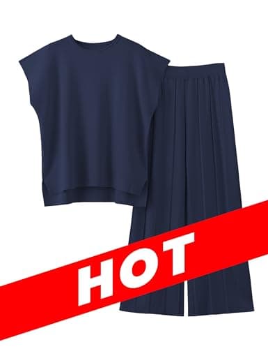 VATEAMI Women's High Waist Wide Leg Pullover Sweater Set