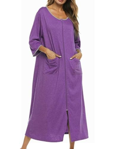 Bloggerlove Zipper Front Robes for Women House Coat with Pockets S-3XL  
Bloggerlove Zipper Front Robes for Women Lounge Wear Half Sleeve S-3XL  
Bloggerlove Zipper Front Robes for Women Nightgown with Pockets S-3XL