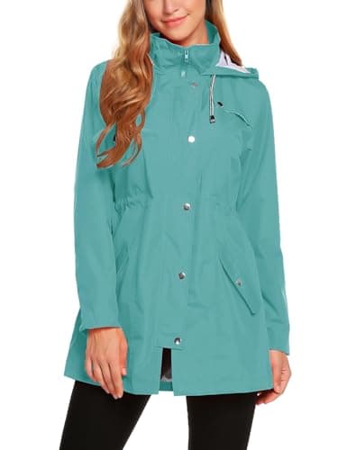 ZHENWEI Women's Lightweight Hooded Waterproof Outdoor Rain Jacket S-XXL