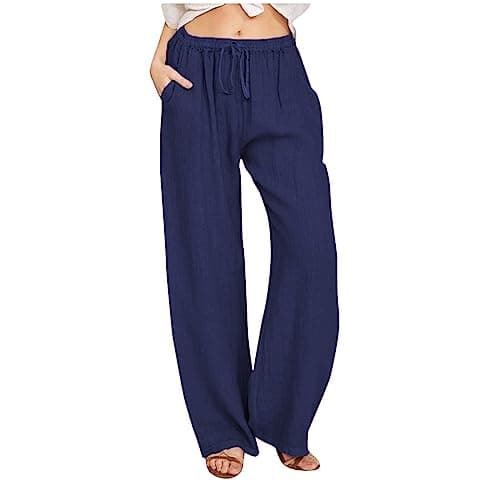Nantdog Loose Summer Palazzo Pants with Pockets Plus Size