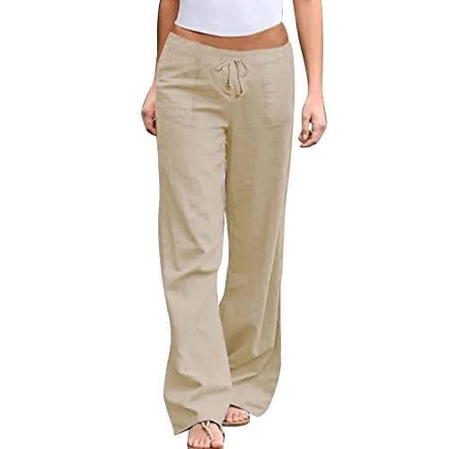 Women's Cotton Linen Wide Leg Palazzo Pants