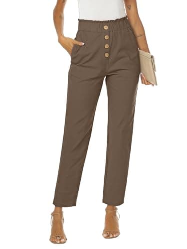 NIMIN High-Waisted Elastic Cropped Paper Bag Pants with Pockets