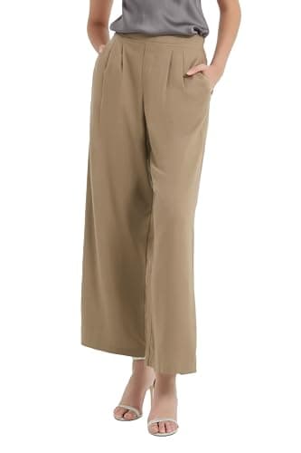 PACIBE Women's Cotton Linen Wide Leg Pants with Pockets