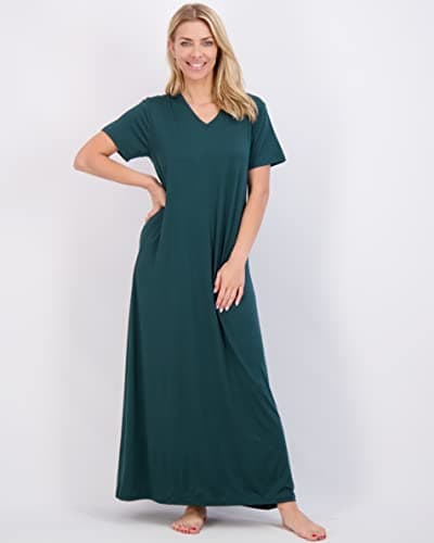 Real Essentials 3 Pack Women's Plus Size Soft Maxi Nightshirt