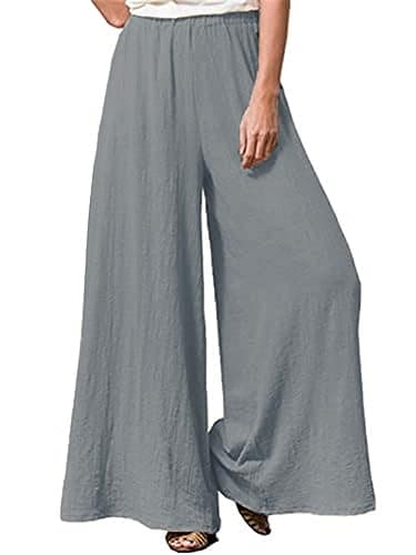 Hisanny Women's Plus Size Wide Leg Linen Palazzo Trousers with Pockets L, 5XL