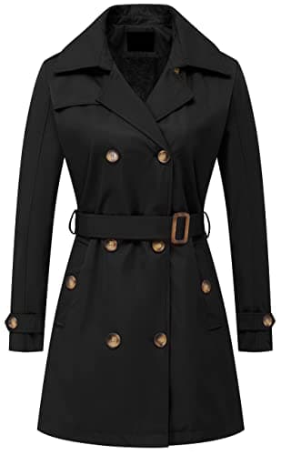 Chrisuno Women's Mid-Length Double Breasted Trench Coat with Hood