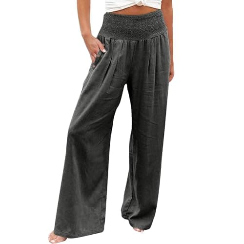 Women's Casual High Waisted Wide Leg Linen Pants