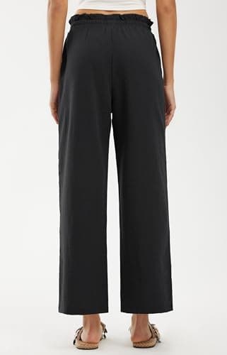 Libin Women's High Waist Wide Leg Imitation Linen Pants