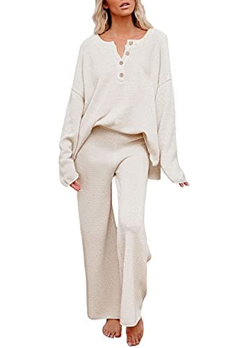 Viottiset Women's 2 Piece Sweatsuit Wide Leg Pants Loungeewear