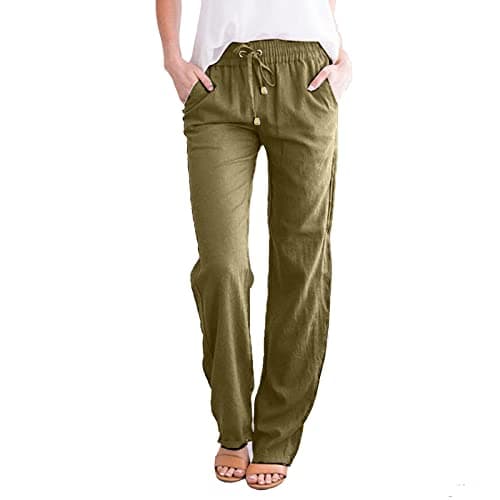 Casual Women's Lightweight Cotton Linen Drawstring Pants