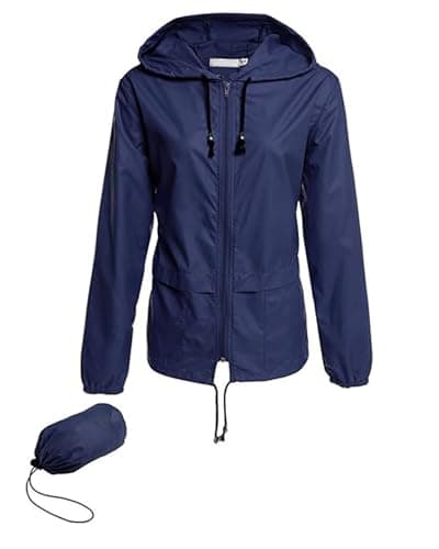 Hount Women's Lightweight Waterproof Hooded Raincoat Packable Outdoor Jacket (S-3XL)