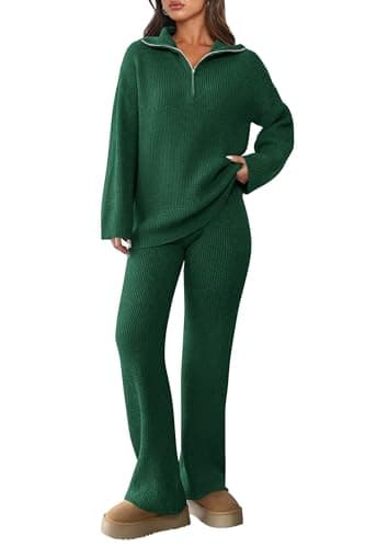 Prett ygarden Women's Winter 2PC Sweater Set Sweatshirt & Wide Leg Pants