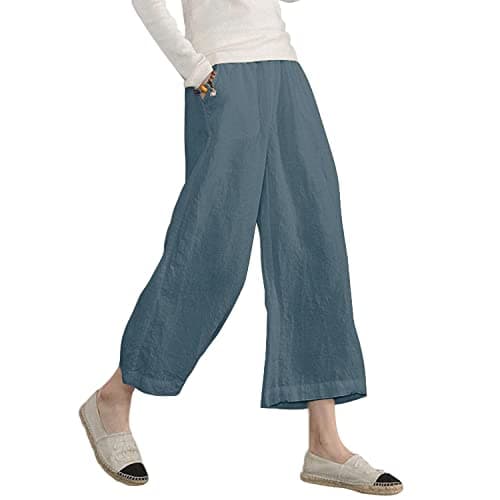 Sure, here's a refined and simplified version of the title:

ECUPPER Women's Loose Elastic Waist Cotton Cropped Wide Leg Pants