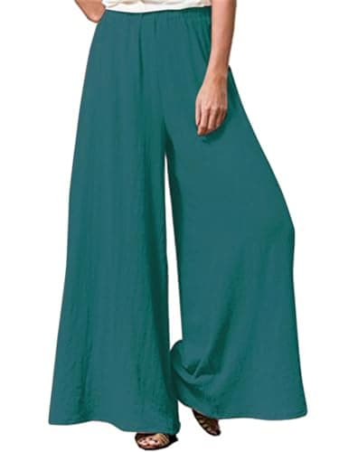 Hisanny Women's Plus Size Wide Leg Linen Palazzo Trousers with Pockets L, 5XL